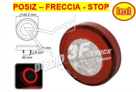Faro rotondo colorato – luce posizione/stop e freccia
